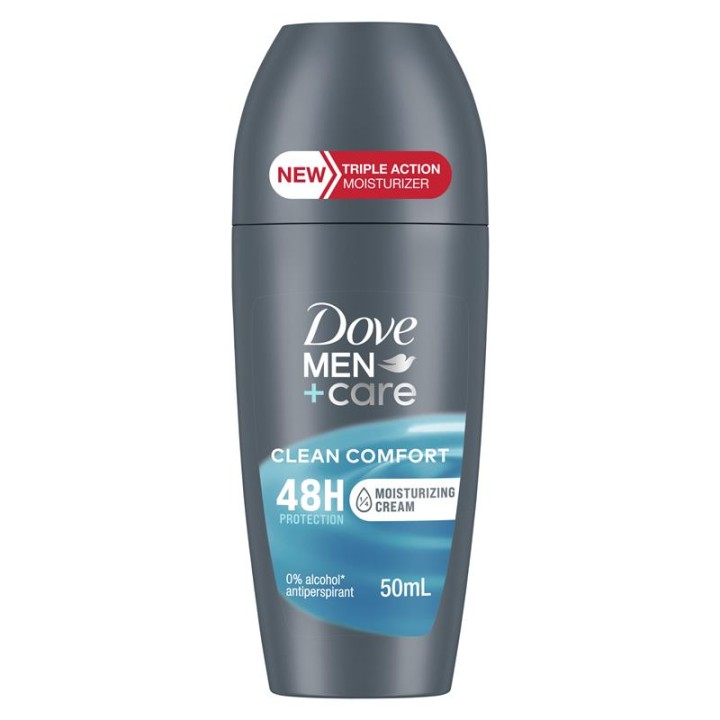 Dove for Men Antiperspirant Deodorant Roll On Clean Comfort Moisturising 50ml